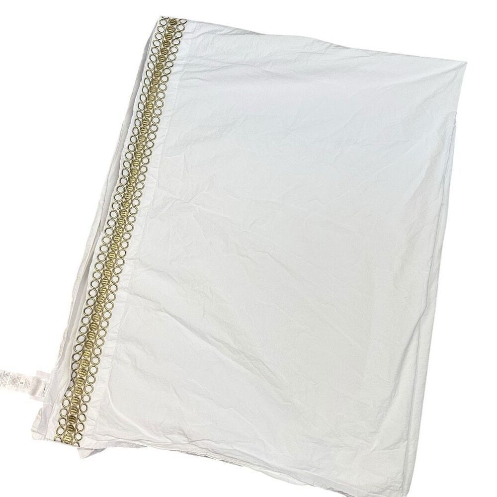 Lilly Pulitzer x Pottery Barn Twin XL White‎ Flat Sheet Gold Embroidered Trim